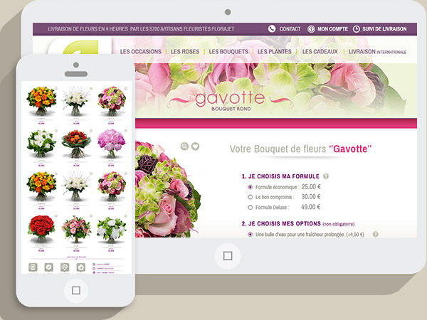 Site internet de commande de bouquets de fleurs