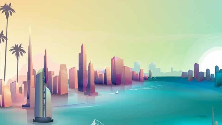 illustration Dubai et monde du voyage